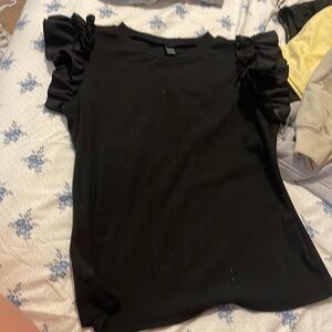 Black ruffle sleeve top